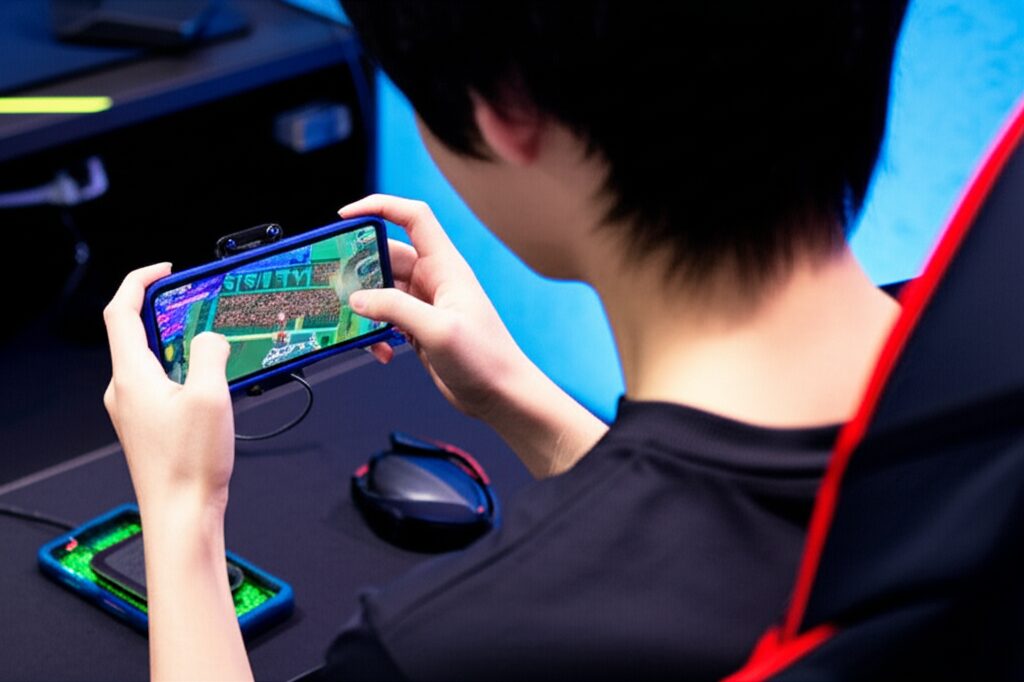 メインキーワード：スマホ冷却ファンケースの上から　見出し用キーワードリスト: スマホクーラー 冷却クーラー冷却ファンの挿絵3